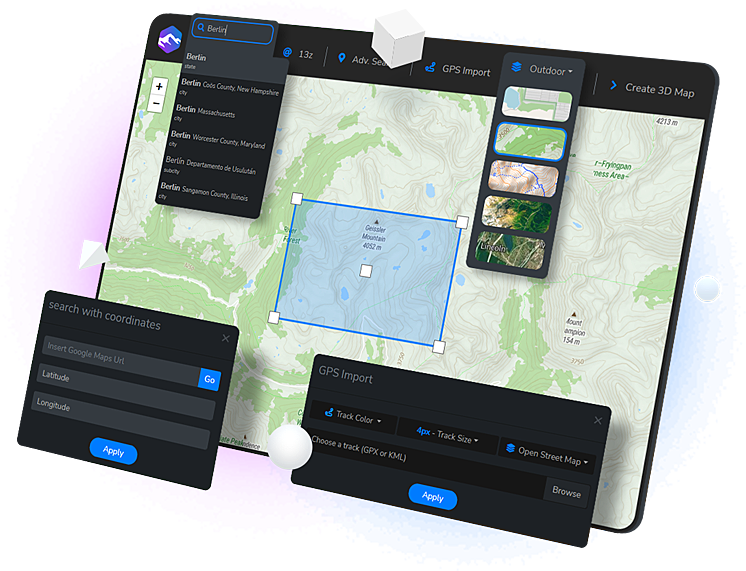 3d-mapper-features - 3d-mapper.com - Create custom 3D maps online