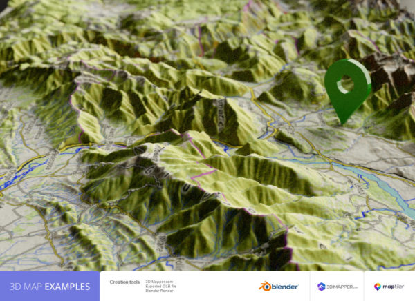 3D Map File Export | Download glTF, GLB, STL & OBJ Files