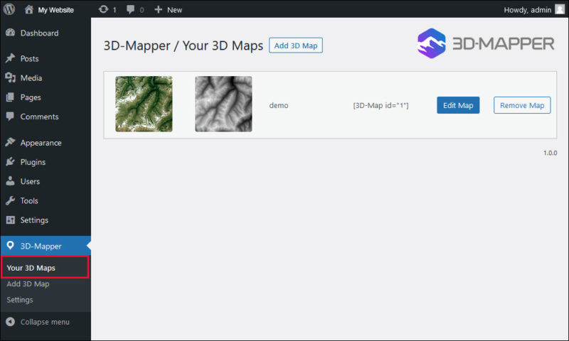 WordPress plugin instructions | Create Custom 3D Maps Online