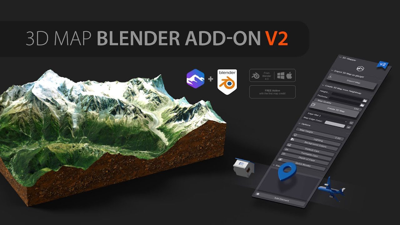 Free Blender addon 3D map | Create Custom 3D Maps Online